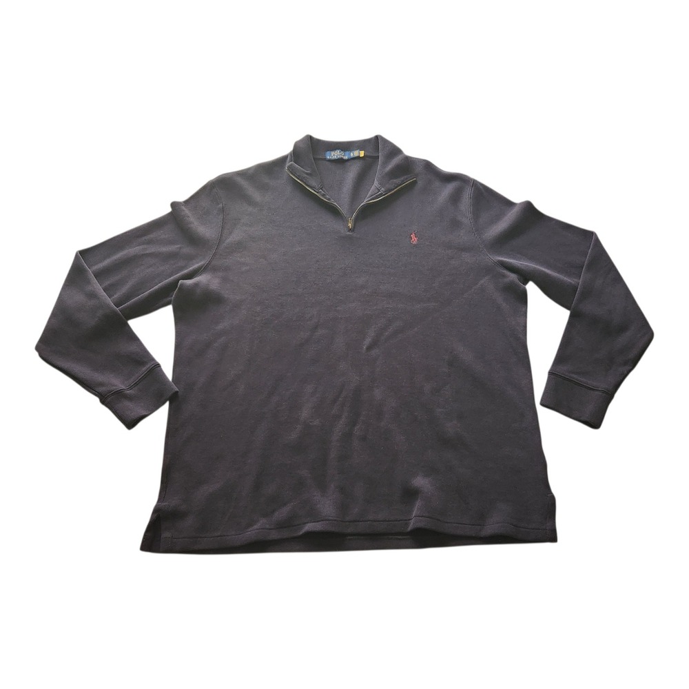 Polo Ralph‎ Lauren Mens XL Navy Blue Cotton 1/4 Zip Pullover Sweater Pony Logo